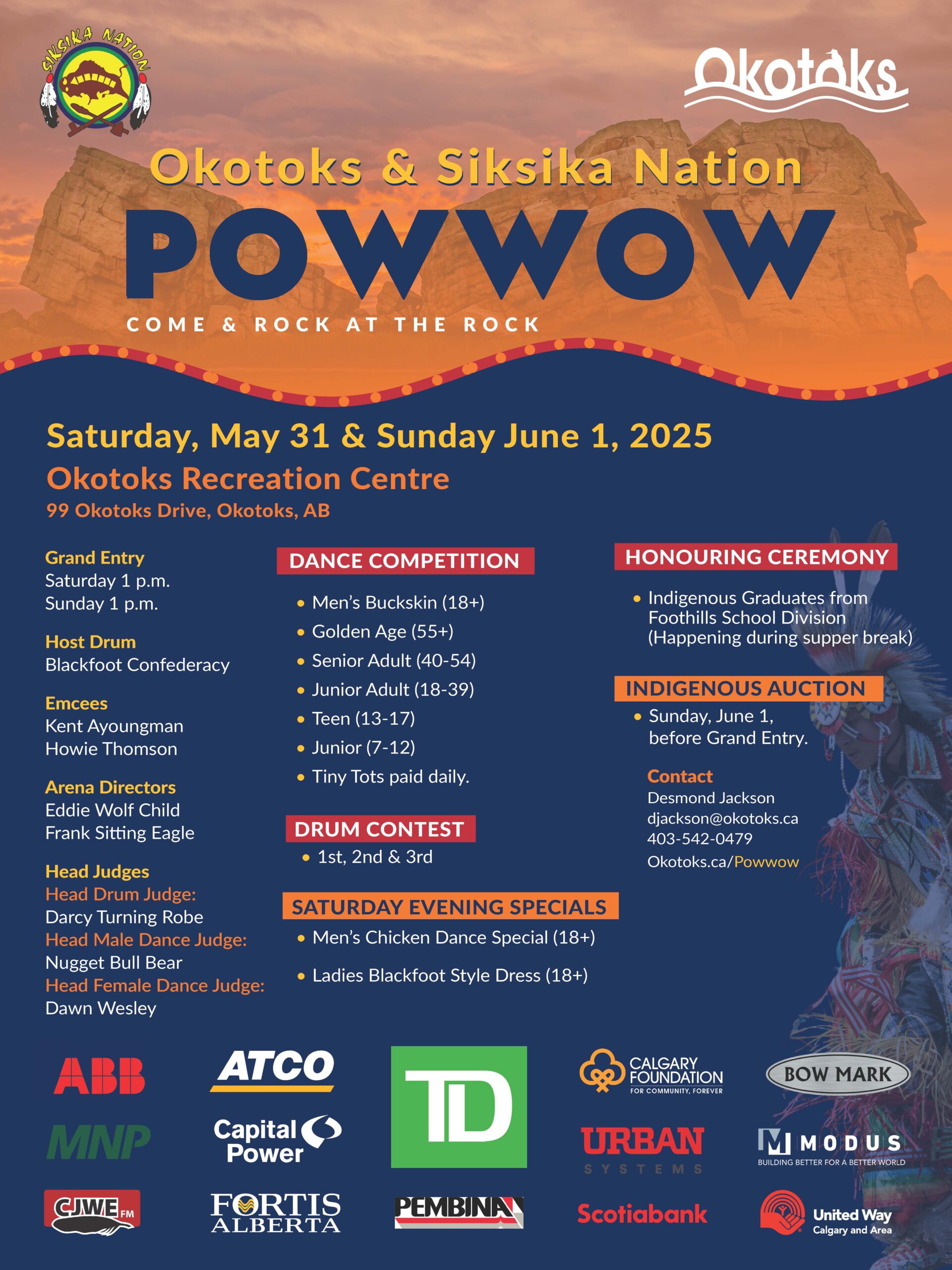 Okotoks Siksika Nation Powwow May 31 June 1 2025 Aitsiniki Magazine Okotoks And Siksika Powwow Poster 02 Scaled 