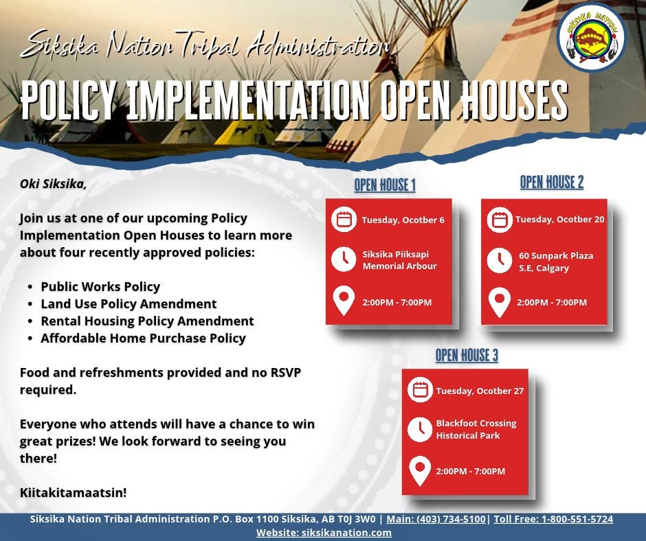 Siksika Nation Tribal Administration Policies Open House at BCHP